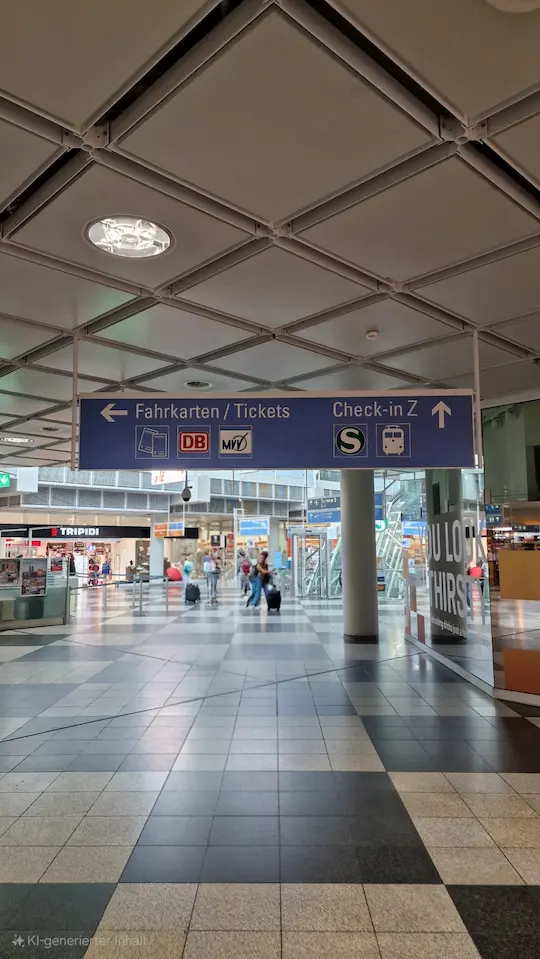 Flughafen München Terminal 1 – Beschilderung zu Check-in Z